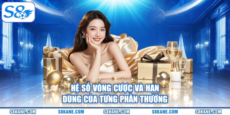 Hệ số vòng cược và hạn dùng của từng phần thưởng