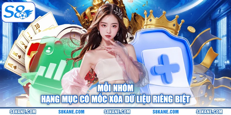 Mỗi nhóm hạng mục có mốc xóa dữ liệu riêng biệt